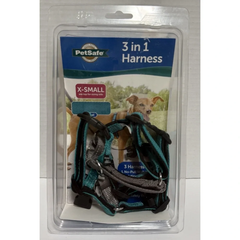 Pet Safe 3 in 1 harness - brand new, size X-small, 10-20 lbs. Teal Color